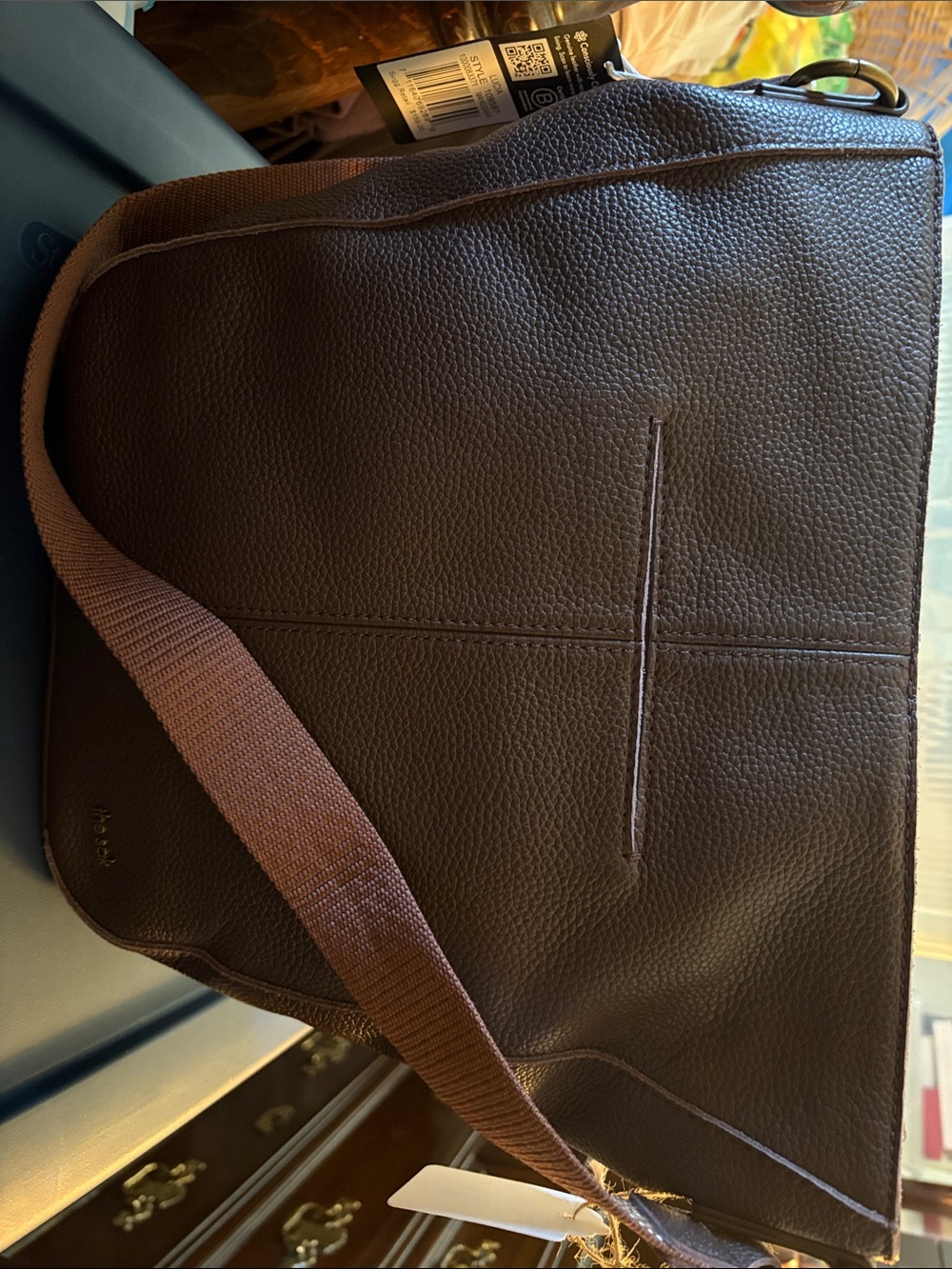 The Sak Brown Lucia Pebbled Leather Tote with Wide Shoulder Strap